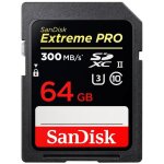 Carte mmoire sd - sandisk - extreme pro - 64go - vitesse 300m / s - classe 10 u3