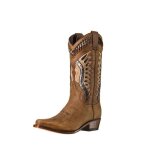 Santiags femme sendra debora - cuir marron - talon carr - hauteur moyenne