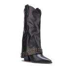 La modeuse - bottes cuissardes - santiags en simili  talon avec rabat clout. dotes dune fermeture ...