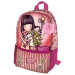 Mini sac  dos - santoro - gorjuss fairground carrousel - 26x34x114 cm - rose - trolley inclus