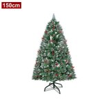 Sapin de nol artificiel - liliin - 15 m - blanc enneig - pvc - dcor avec pommes de pin
