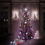Sapin de nol artificiel - naizy - 120cm - multicolore - clairage led - flocons de neige