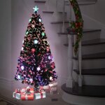 Sapin de nol artificiel - naizy - 180cm - clairage led - flocons de neige - multicolore