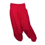 Sarouel pantalon homme femme rouge vif 100% coton - itendance - taille haute - mixte - baggy