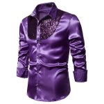 Chemise décontractée à paillettes pour hommes - sasaquoy - violet - manches longues - automne et hiver ... Chemise décontractée à paillettes pour hommes - sasaquoy - violet - manches longues - automne et hiver ...