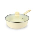 Sauteuse 24cm colorama creme - en aluminium - revetement antiadhesif en ceramique