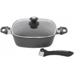 Sauteuse carrée revêtement pierre 28 cm - schumann professionnel - 2 poignées et 1 manche amovible Sauteuse carrée revêtement pierre 28 cm - schumann professionnel - 2 poignées et 1 manche amovible