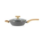 Sauteuse - menastyl - 24 cm - cannelle - avec couvercle en verre - poign�es bois clair