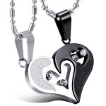 Sautoir - collier odiea collier homme femme fantaisie c?ur amour puzzle i love you couleur argent noir ...