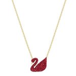 Collier - swarovski - iconic swan - m�tal argent� - cristal rouge - femme