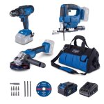 Scheppach pack 3 outils + batterie 4ah + chargeur + accessoires + sac - c - jad set l