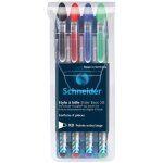Schneider - pochette de 4 stylos  bille slider basic xb - caoutchouc et pointe inox - noir rouge bleu ...