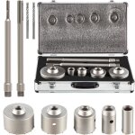 Scie cloche - vevor - 5pcs - 30mm 40mm 65mm 80mm 100mm - acier carbone - 2mches - 2bielles - accessoires ...