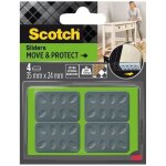 Scotch - patin glisseur - adh�sif - rectangulaire � alv�oles - 35 x 24 mm - gris - lot de 4