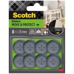Scotch - patin glisseur - adh�sif - rond � alv�oles - � 25 mm - gris - lot de 8