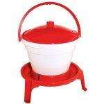 Seau - abreuvoir volaille 12 l ? rouge / blanc ? avec pieds ? plastique r�sistant