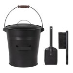 Seau � cendres avec couvercle pelle et brosse seau � charbon en m�tal 19 litres avec anse pour chemin�e ...