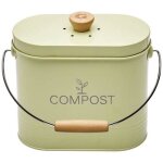 Seau � compost - guillouard - ovale - capacit� 3l - avec filtre � charbon - 11x24x20cm - vert pastel
