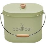 Seau � compost - guillouard - ovale - capacit� 7l - avec filtre � charbon - 16x29x23cm - vert sauge
