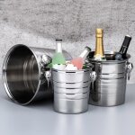 Seau  glace de haute qualit 5l acier inoxydable porte - glace pais pour champagne baril de vin argent ...