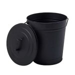 Seau poubelle  cendres 12 l en mtal avec couvercle - noir - linxor