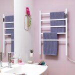 Seche serviettes electrique radiateur pied ou mural 60w blanc Seche serviettes electrique radiateur pied ou mural 60w blanc