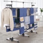 Idmarket s�choir � linge vertical pliable 3 niveaux supra capacit� 50m avec tringle t�lescopique blanc ...