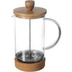 Cafetire  piston - secret de gourmet - 60 cl - verre et bambou - couvercle en bambou - base en lige ...