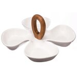 Plat apritif - secret de gourmet - 28cm - porcelaine - poigne en bambou - 1kg