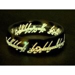 Bague - le seigneur des anneaux - acier or elfiques - phosphorescente - 7mm - mixte