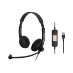 Micro - casque sur - oreille sennheiser culture sc 60 usb ml - filaire - noir avec des reflets orange ...