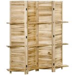 Paravent homcom bois 162x1. 8x170cm bois naturel