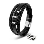 Bracelet en cuir pour homme serasar b016 - 20 argent bijoux de bracelet lgants cadeau danniversaire ...