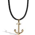 Serasar collier en cuir pour homme avec pendentif anchor en or cadeau parfait avec bo�te � bijoux mod�le ...