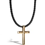 Serasar collier en cuir pour homme avec pendentif cross en or cadeau parfait avec bote  bijoux modle ...