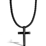 Serasar collier en cuir pour homme avec pendentif noir cross cadeau parfait avec bo�te � bijoux mod�le ...