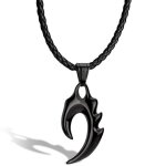Serasar collier en cuir pour homme avec pendentif noir flame cadeau parfait avec bo�te � bijoux mod�le ...