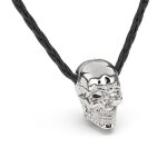 Serasar collier en cuir pour homme avec pendentif skull en argent cadeau parfait avec bo�te � bijoux ...