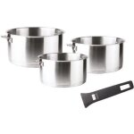 Srie de 3 casseroles - lacor - 16 - 18 - 20cm - combi - avec 1 poigne noir - gradu