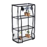 Relaxdays serre pour balcon b�che en pvc structure en acier 3�tag�res hxlxp�: 80 x 48 x 245�cm noir / ...