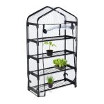 Relaxdays serre pour balcon bche en pvc structure acier 4 tagres hxlxp : 125 x 69 x 29cm noir / transparen ...