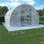 Serre - fydun - yin� - 300x300x200 cm - tissu maill� pe - acier galvanis� - blanc