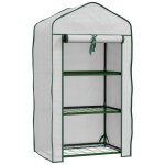 Serre de jardin balcon 3 niveaux mtal thermolaqu vert pe blanc