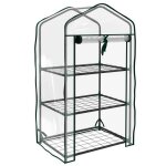 Serre de jardin balcon 3 niveaux mtal thermolaqu vert transparent