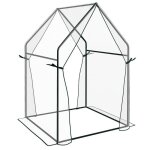 Serre de jardin - outsunny - serre balcon b�che renforc�e pvc 2 portes zipp�es - acier - 90x90x145cm ...