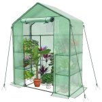 Vounot serre de jardin avec tagres 143x73x195cm vert - bche renforce 135g / m - fentre moustiquaire ...