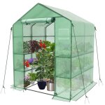 Vounot serre de jardin avec tagres 143x143x195cm vert - bche renforce 135g / m - fentre moustiquaire ...