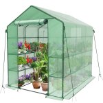 Vounot serre de jardin avec tagres 143x215x195cm vert - bche renforce 135g / m - fentre moustiquaire ...