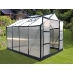 Serre de jardin en polycarbonate de 75 m� avec embase - anthracite - greenea ii