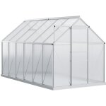 Outsunny - serre de jardin - panneau en polycarbonate - 190x375x199cm - argent